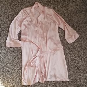 Pink satin robe
